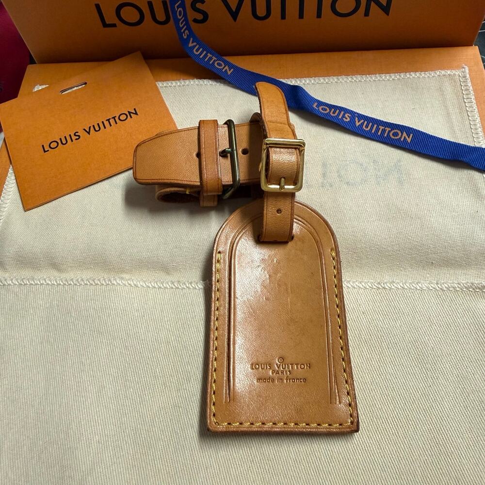 Louis Vuitton Vachetta Leather Luggage Tag and Poignet Authentic NO BOX - Picture 2 of 10